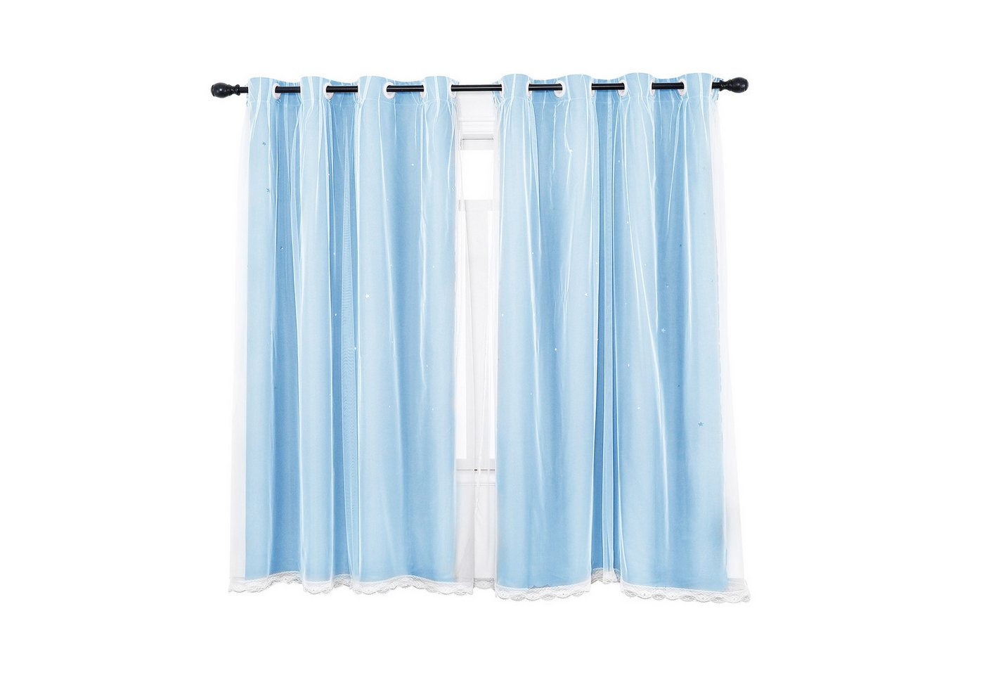 BTTO V&G Schiebegardine Verdunkelungsvorhang Glänzend Sterne Gardinen, 2er Set Doppellagiger, Kindervorhänge BTTO V&G Schiebegardine Verdunkelungsvorhang Glänzend Sterne Gardinen, 2er Set Doppellagiger, Kindervorhänge von BTTO V&G