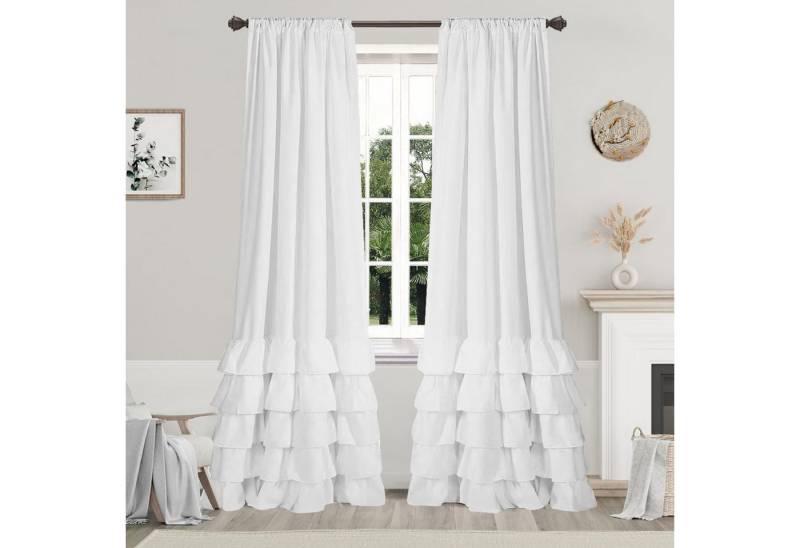 BTTO Vorhang&Gardine Gardine Gardine mit Rüschen,Boho Gardinen Vorhang mit Kräuselband, (2 St), halbtransparent, Rüschenvorhänge für Schlafzimme Wohnzimmer Esszimmer Bauernhaus von BTTO Vorhang&Gardine