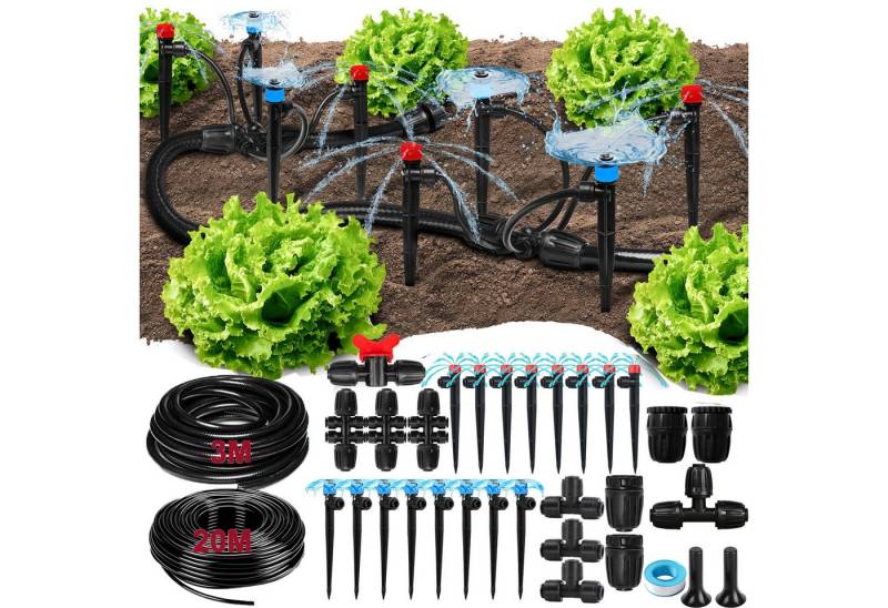 BTTO Bewässerungsschlauch Bewässerungssystem Tropfbewässerungssystem Kit Auto mit Quick-Connect, Wassersparend Sprinkler für Pflanzen, Beet, Hochbeet, Garten, Gewächshaus von BTTO
