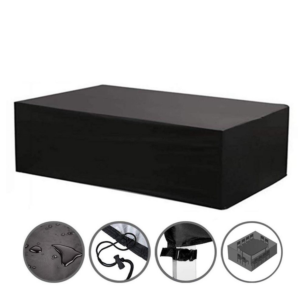 BTTO Gartenmöbel-Schutzhülle Abdeckung Gartenmöbel,Abdeckplane Gartenmöbel für Terrassenmöbel, Wasserdicht,Schwerlast 420D Oxford Gewebe,UV-Beständiges,Rechteckig von BTTO