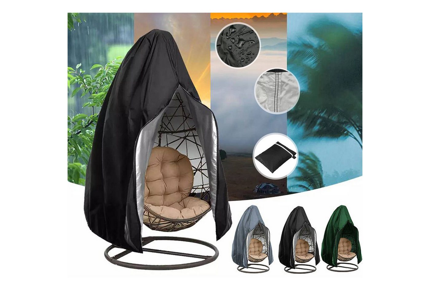 BTTO Gartenmöbel-Schutzhülle Schutzhülle für Schwingsessel Hängekorb mit Reißverschluss, L x B: 190 x 115cm BTTO Gartenmöbel-Schutzhülle Schutzhülle für Schwingsessel Hängekorb mit Reißverschluss, L x B: 190 x 115cm von BTTO