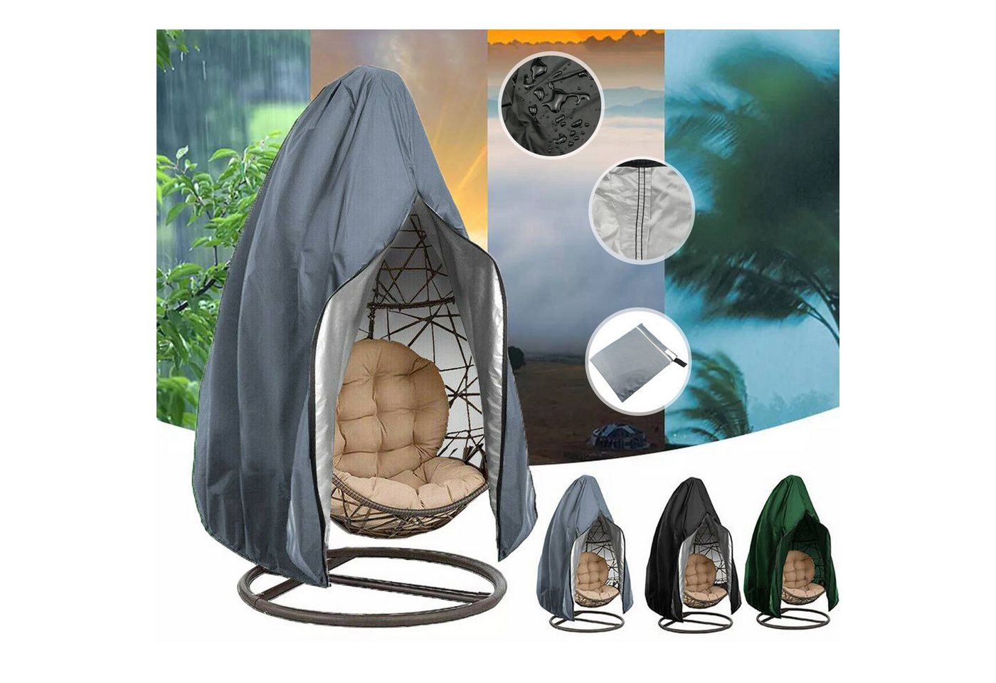 BTTO Gartenmöbel-Schutzhülle Schutzhülle für Schwingsessel Hängekorb mit Reißverschluss, L x B: 190 x 115cm BTTO Gartenmöbel-Schutzhülle Schutzhülle für Schwingsessel Hängekorb mit Reißverschluss, L x B: 190 x 115cm von BTTO