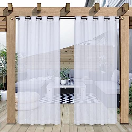 BTTO Im Freien Vorhang,B132xH244cm Transparente Vorhänge Outdoor Veranda Hof Wohnkultur 1 Stück Weiß von BTTO