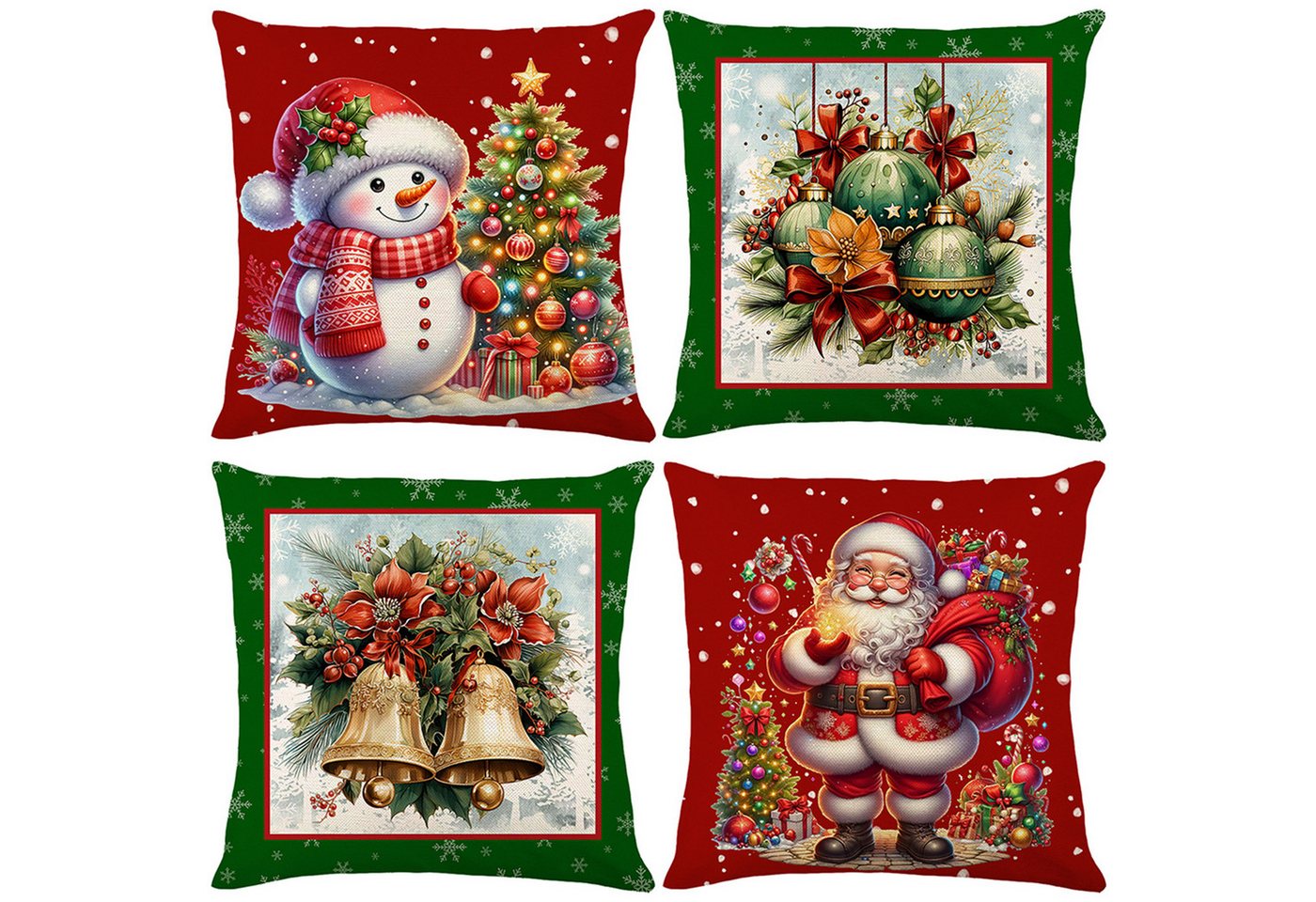 BTTO Kissenbezüge Weihnachten Kissenbezüge Quadratisch Zierkissenbezug,4er Set, 45x45cm, (4 Stück), für Dekokissen Deko,Weihnachten Bett Sofa Deko Sofa Schlafzimmer Couch von BTTO