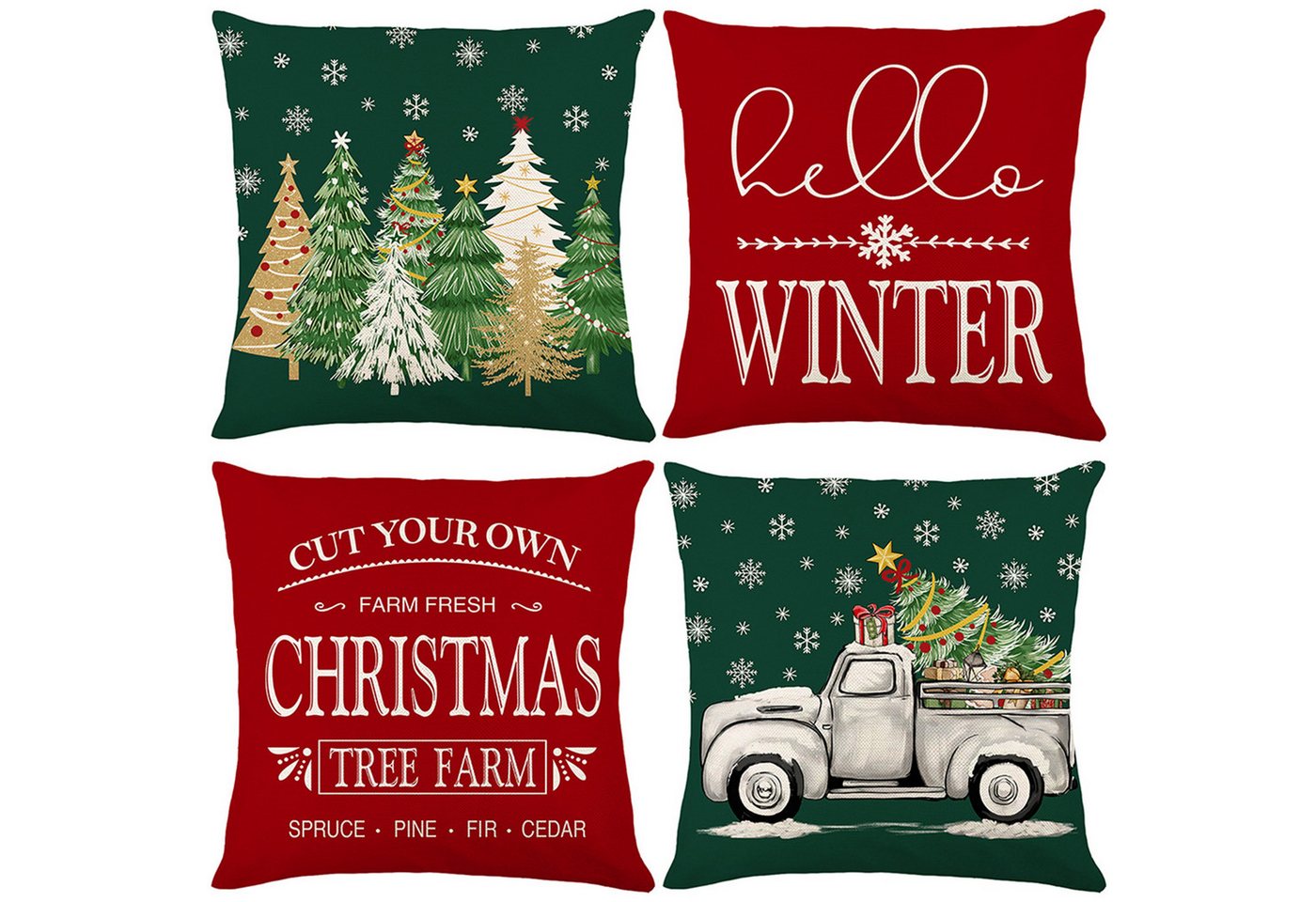 BTTO Kissenbezüge Weihnachten Kissenbezüge Quadratisch Zierkissenbezug,4er Set, 45x45cm, (4 Stück), für Dekokissen Deko,Weihnachten Bett Sofa Deko Sofa Schlafzimmer Couch von BTTO