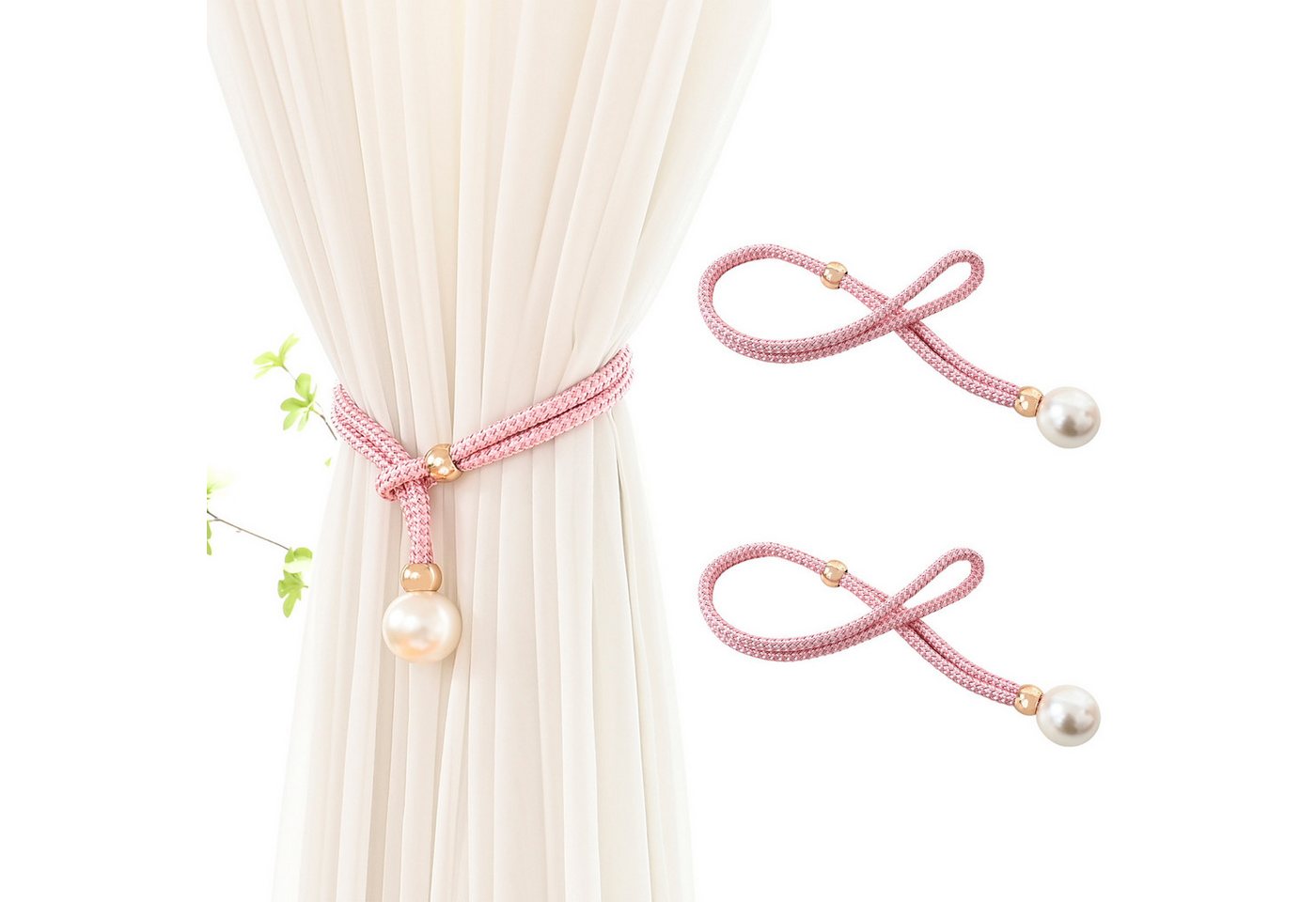 BTTO Raffhalter Vorhangkordel Perlen 2 Stück , 53 cm Kordellänge, (2-tlg), für Wohnzimmer, Schlafzimmer von BTTO