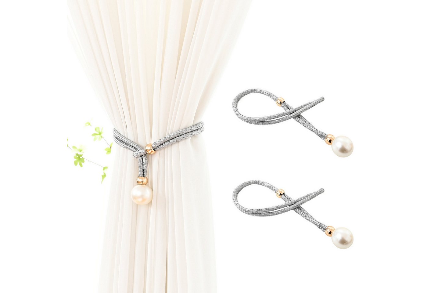 BTTO Raffhalter Vorhangkordel Perlen 2 Stück , 53 cm Kordellänge, (2-tlg), für Wohnzimmer, Schlafzimmer von BTTO