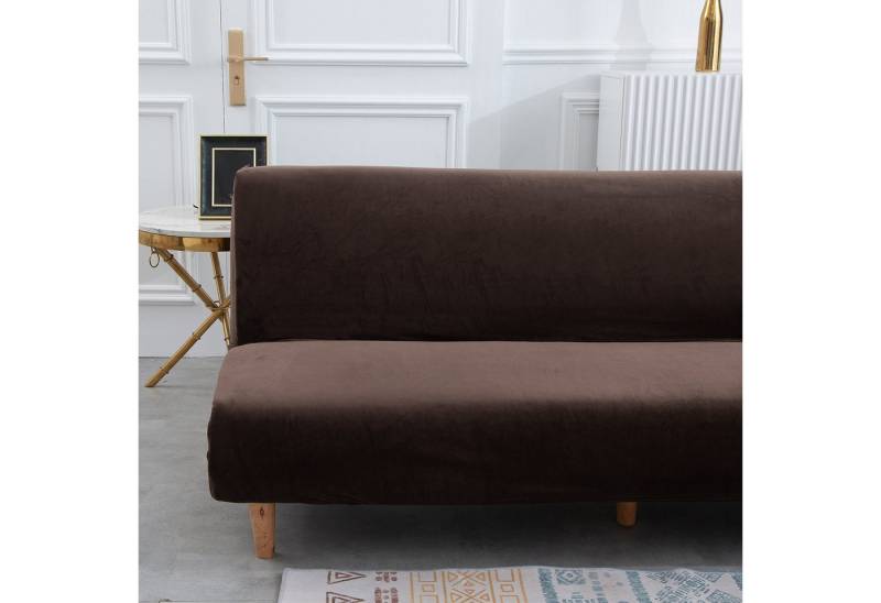 BTTO Sofahusse Samt Sofabezug ohne Armlehnen,Stretch Futon Schutz, Armlose Futon Abdeckung für Faltendes Schlafsofa von BTTO