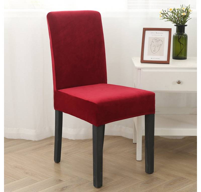 BTTO Stuhlhusse Wasserdicht Stretch Stuhlbezug aus Samt, 6 Farben Stuhl Abdeckung, mit Gummiband, Einfarbig von BTTO