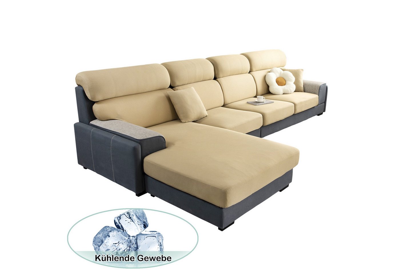 BTTO Sofabezug Kissenbezug Elastische Couchbezug Stretch Sofahusse L Form Sofabezug, mit Elastisches Band von BTTO