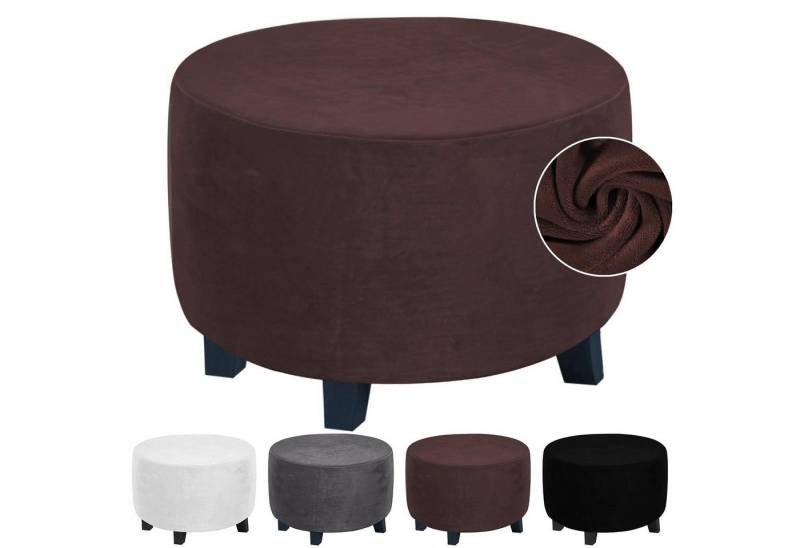 BTTO Stuhlhusse Hockerbezug Sofahusse Stretch Bezug Schonbezug Hocker Sofahusse, mit elastischem Band, Runde/Eckige Hocker von BTTO