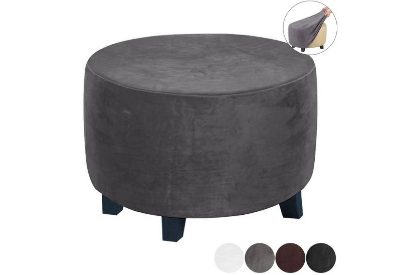 BTTO Stuhlhusse Hockerbezug Sofahusse Stretch Bezug Schonbezug Hocker Sofahusse, mit elastischem Band, Runde/Eckige Hocker von BTTO