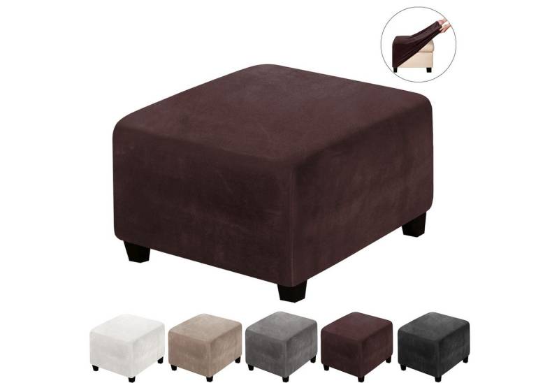 BTTO Stuhlhusse Hockerbezug Sofahusse Stretch Bezug Schonbezug Hocker Sofahusse, mit elastischem Band, Runde/Eckige Hocker von BTTO