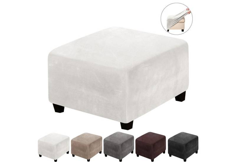 BTTO Stuhlhusse Hockerbezug Sofahusse Stretch Bezug Schonbezug Hocker Sofahusse, mit elastischem Band, Runde/Eckige Hocker von BTTO