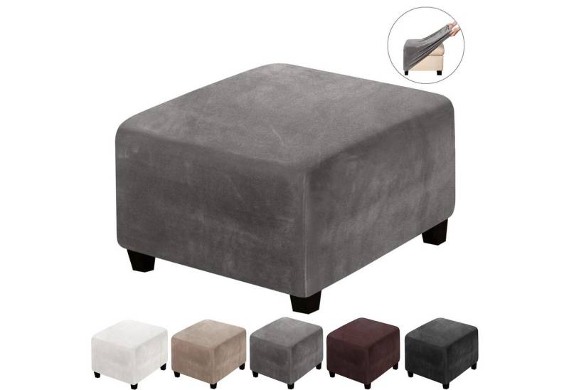 BTTO Stuhlhusse Hockerbezug Sofahusse Stretch Bezug Schonbezug Hocker Sofahusse, mit elastischem Band, Runde/Eckige Hocker von BTTO