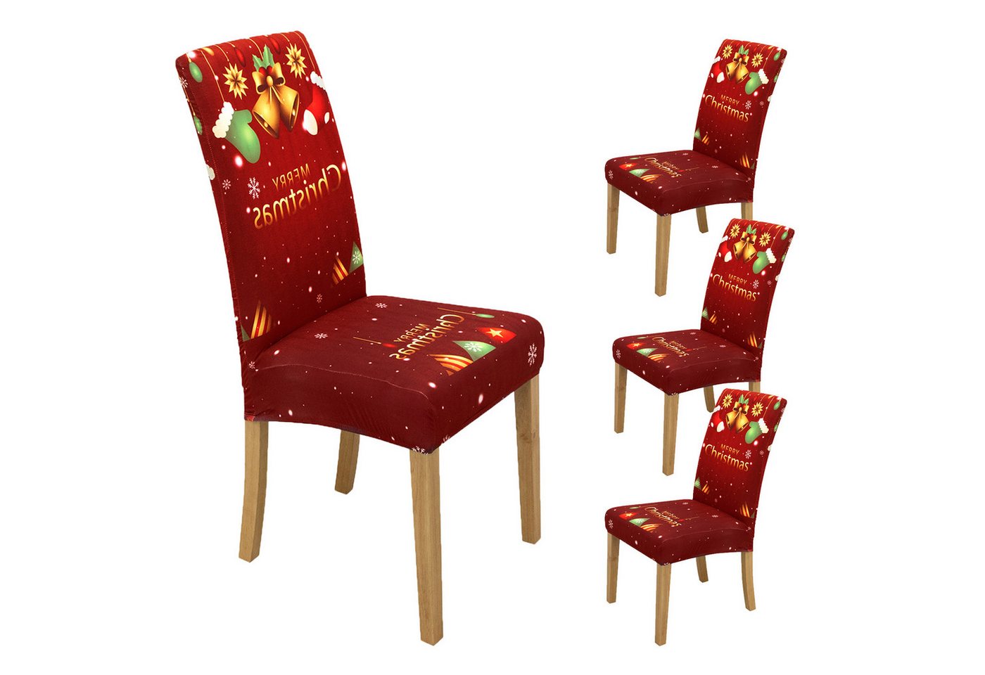 BTTO Stuhlhusse Stuhlhuss Weihnachtsstuhlbezug Sitzbezug Stretch Stuhlbezug, Elastische Milchseidenstoff Stretch Husse von BTTO