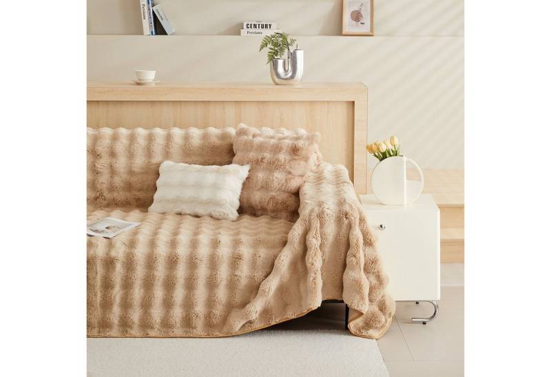 Wohndecke Kunstfelldecken Sofadecke Bubble Blanket, Polyester Fleecedecke, Decken, BTTO, Sofadecke Bubble Kaninchenfellimitat Flausch 180X180, 180X230, 180X300cm von BTTO