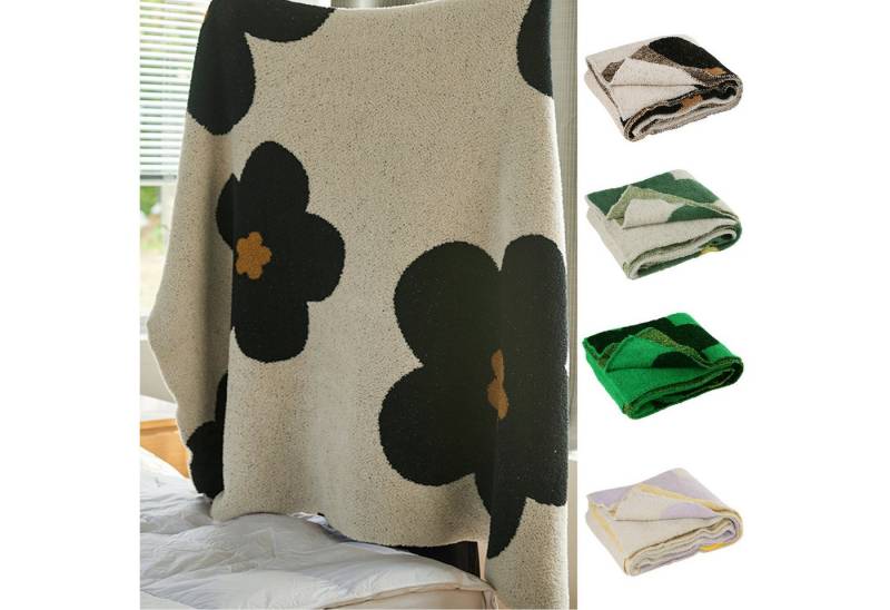 Wohndecke Wohndecken Couchdecke mit Florales Muster,130x170cm, BTTO, Decken für Sofa Tagesdecke und Couch von BTTO