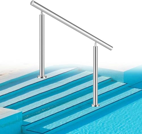 BTURYT Pool handlauf Outdoor Steps Handläufe, Silber 2 oder 3 Stufen Treppenhandlauf, verstellbares Treppengeländer mit Montageset, für Outdoor-Pool-Stufen Pool haltegriff von BTURYT