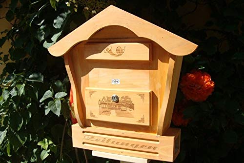 Toller Briefkasten HBK-SD-HELLBRAUN aus Holz in amazon hellbraun braun Briefkästen Holzbriefkästen Postkasten Spitzdach von BTV Batovi