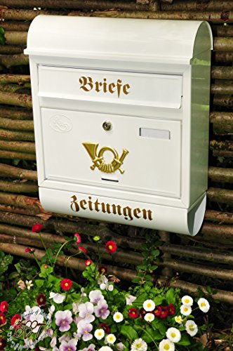 BTV NEU Toller Briefkasten, groß XXL, Premium-Qualität, lackiert, Design-Optik R/w groß in Edelweiss weiß schneeweiss Zeitungen Post antik Mailbox Schild von BTV