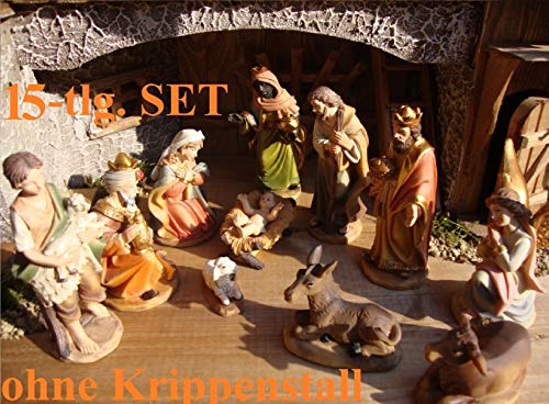 BTV Premium Krippenfiguren 11-12 cm KFG-MDS mit Deko, 15-TLG. Set, Figuren bis 12 cm groß von BTV