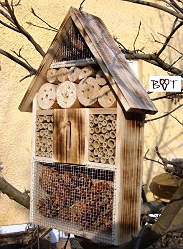 BTV XXL-80cm x 50 cm - Große Nistkästen XXL Insekten Insektenhotel gebrannt geflammt schwarz Natur Deko von BTV