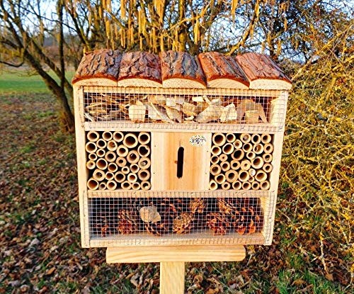 insektenhotel, mit Holzrinde-Naturdach, FDV-OS XXL viele Farben Insektenkasten farbige Nistkästen Holz Insekten als Ergänzung zum Meisen nistkästen Meisenkasten oder zum Vogelhaus Vogelfutterhaus Futterstation für Vögel Insektenhäuschen - insektenhotels, insektenhotel für ökologische biologische natürliche Blattlausbekämpfung, Marienkäferhaus-Marienkäfer-Marienkäferkasten-Schmetterlingshaus-Schmetterlinge,Gartendeko von BTV