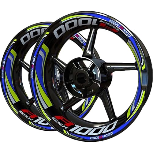 BTWSRX Radnabenaufkleber Motorrad-Felgenaufkleber, Nachtreflektoren, Felgenaufkleber Für Suzuki GSXR1000 GSXR 1000, Dekorationsfolie Felgenaufkleber(Farbe 2) von BTWSRX