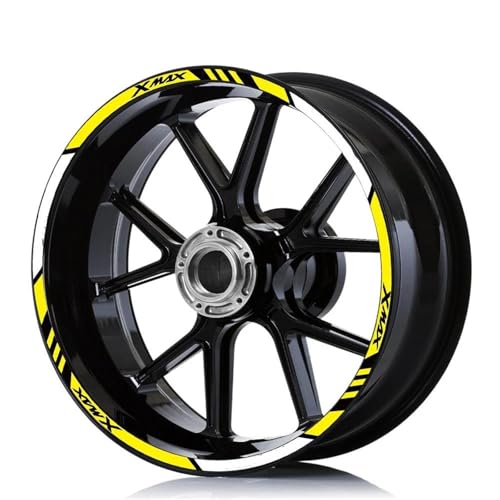 BTWSRX Radnabenaufkleber Motorrad-Felgenaufkleber, Reflektierende Felgenstreifen, Für Yamaha Xmax Xmax 125, 250, 300, Felgennabenaufkleber Felgenaufkleber(Farbe 2) von BTWSRX