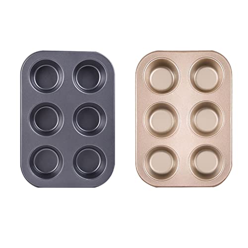 BTWYU Backblech 2er Set Premium Cupcake-Pfannen Antihaft-Muffinform Mini-Muffin Pancupcake(Black+gold) von BTWYU