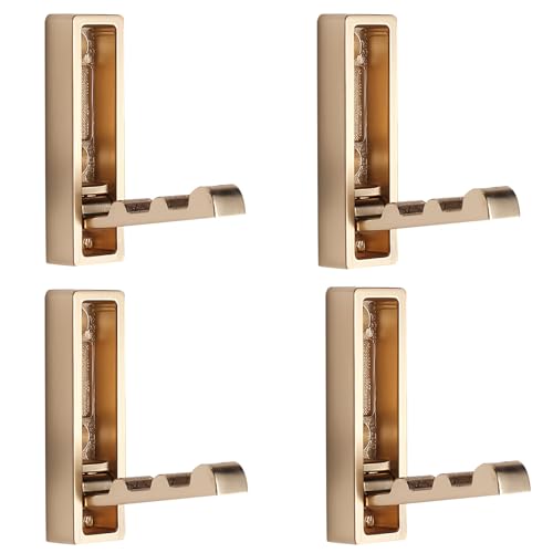 BTWYU Wandhaken 4 Stück klappbare Wandhaken, Garderobenständer aus Zinklegierung for Aufhängen von Bademänteln(Bronze,Square) von BTWYU