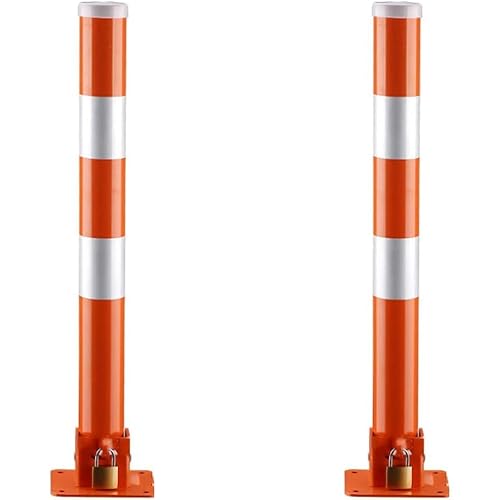 Parkschranke 2 stücke, Parkplatz Post Schloss Klapp Schwere Metall Parkplatz Hindernis(2pack) von BTWYU