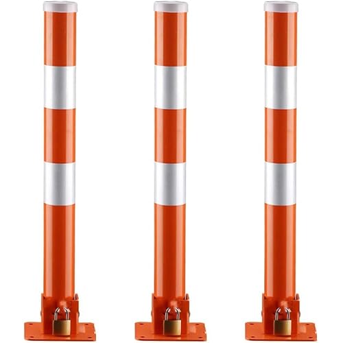 Parkschranke 2 stücke, Parkplatz Post Schloss Klapp Schwere Metall Parkplatz Hindernis(3pack) von BTWYU