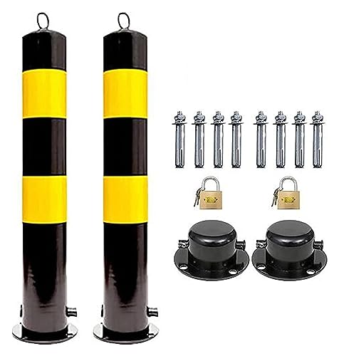 Parkschranke 2er-Pack Parkpoller, mit Schloss, Pollerpfosten, abnehmbare Sicherheitspfosten(750x114mm) von BTWYU