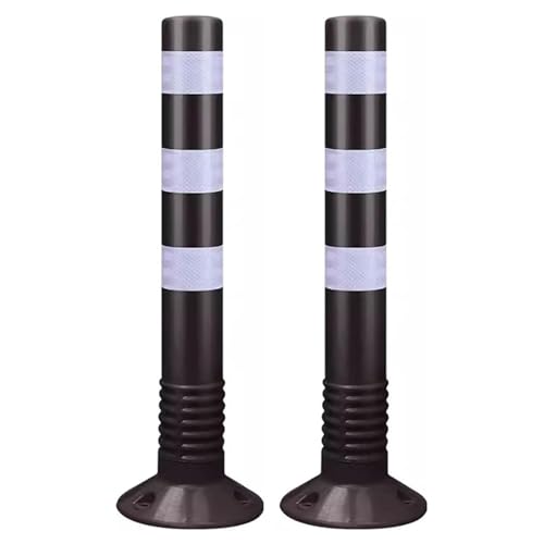 Parkschranke Flexible Verkehrsleitpfosten, Sicherheitskegel, Straßenpoller for Nachtsicht(Black,2 pack) von BTWYU