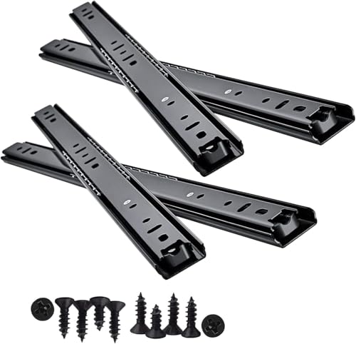 Schubladenführungen 2 paar 2 Abschnitt Kugellager Rutschen Schrank Möbel Hardware Schienen Schwarz(35cm(14in)) von BTWYU