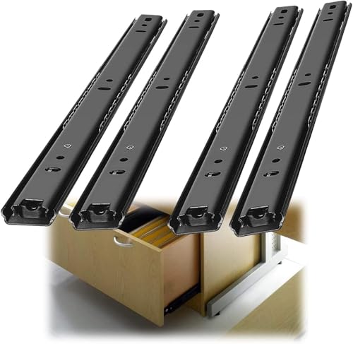 Schubladenführungen 4 Stück 2-teilige Teleskop-Gleitschienen, schwarzes Metall(35cm/14Inch) von BTWYU