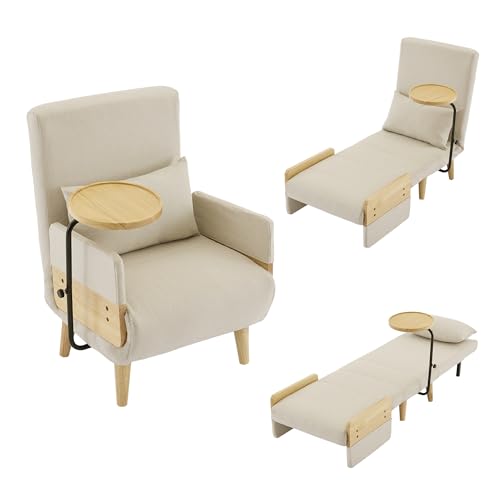 BTYJLEBE 3-in-1 Schlafsessel, Sessel mit Schlaffunktion, Schlafsofa Klein Verstellbare Winkellehne, 360° Getränketablett Schlafsessel mit Bettfunktion für Wohnzimmer Schlafzimmer Lounge BTYJLEBE 3-in-1 Schlafsessel, Sessel mit Schlaffunktion, Schlafsofa Klein Verstellbare Winkellehne, 360° Getränketablett Schlafsessel mit Bettfunktion für Wohnzimmer Schlafzimmer Lounge von BTYJLEBE
