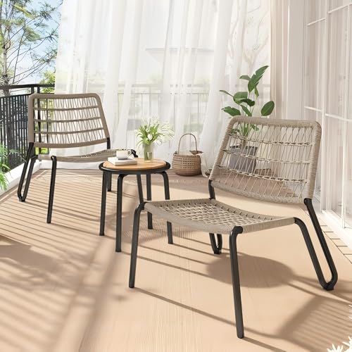 BTYJLEBE Balkonmöbel Set 3 Teilig, Gartenmöbel Set, Bistrotisch mit 2 Stühlen【Leicht und Wetterfest】 Hohe Tragfähigkeit Geeignet für Balkon Garten und Terrasse, Beige von BTYJLEBE