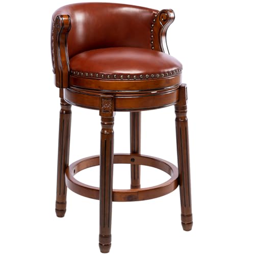 BTYJLEBE Barhocker Echt Leder 360° Drehbar mit Bequeme Ergonomische Rückenlehne und Kuhfell Gepolstert Vintage Atürlicher Holzrahmen Retro BTYJLEBE Barhocker Echt Leder 360° Drehbar mit Bequeme Ergonomische Rückenlehne und Kuhfell Gepolstert Vintage Atürlicher Holzrahmen Retro von BTYJLEBE