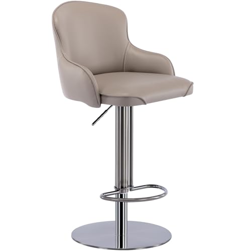 BTYJLEBE Schwarzer Barhocker aus Titan-Edelstahl Hochwertiger Moderner Barstuhl aus Leder mit Rückenlehne【3D Seat Wrapping】 Drehbar und Höhenverstellbar Geeignet für Küchentheken und Restaurants Grey von BTYJLEBE
