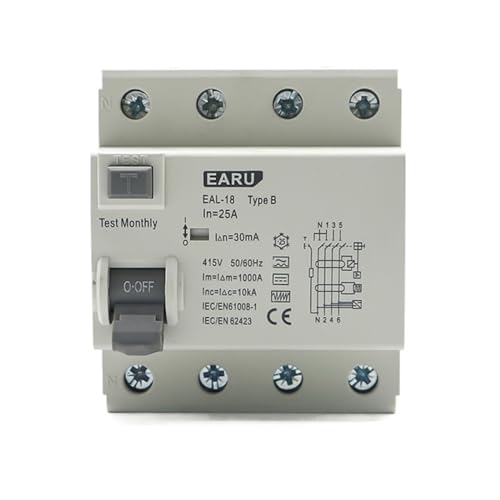BTYKUYOO 5 stücke 4P 30mA Elektrische Fahrzeug EV Lade Pile Fehlerstromschutzschalter DC FI-SCHUTZSCHALTER RCD Typ B 63A 6KA Din schiene Erde Leckage(4p 40a) von BTYKUYOO