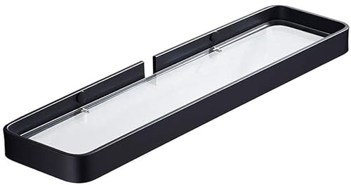 BTYKUYOO Badezimmer-Glashalter, Kosmetikregal, Glas, Schwarz, Aluminium, Badezimmer-Glasregal, Badezimmer-Küche, Gewürzregal, Duschregal(25CM) von BTYKUYOO