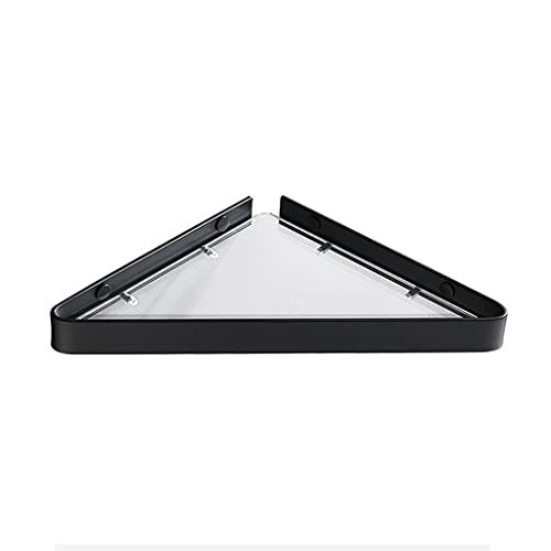 BTYKUYOO Badezimmer-Glasregal Glas-Eckregal Badezimmer-Duschregal Regal aus gehärtetem Glas mit schwarzer Regalhalterung(Black1) von BTYKUYOO