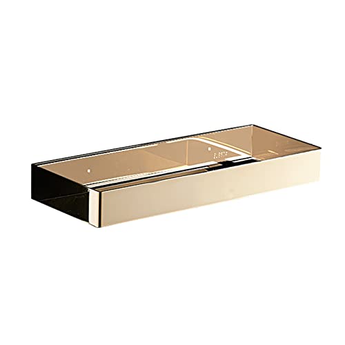 BTYKUYOO Badezimmerregal ohne Bohren, Badewannenregal, selbstklebendes Duschregal mit Haken, Wandhalterung, Edelstahl for Toilette, Küche, Gold, 40 cm(30cm) von BTYKUYOO