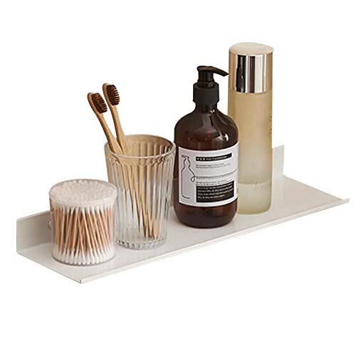 BTYKUYOO Badregal Wandmontierte Schweberegale Weiß Badezimmerregal Selbstklebend Kein Bohrplatz Aluminium for Toiletten und Toiletten - 50cm(40cm) von BTYKUYOO