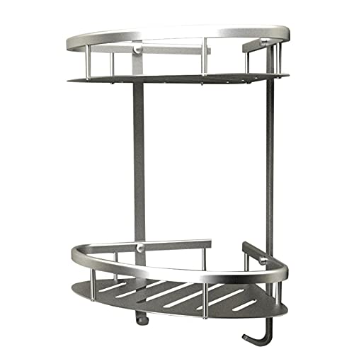BTYKUYOO Duschkorb Eck-Duschorganizer Selbstklebendes Badezimmerregal Wandhalterung mit Haken Kein Bohrplatz Aluminium for Küche Badezimmer - 2-lagig(2 Layer) von BTYKUYOO
