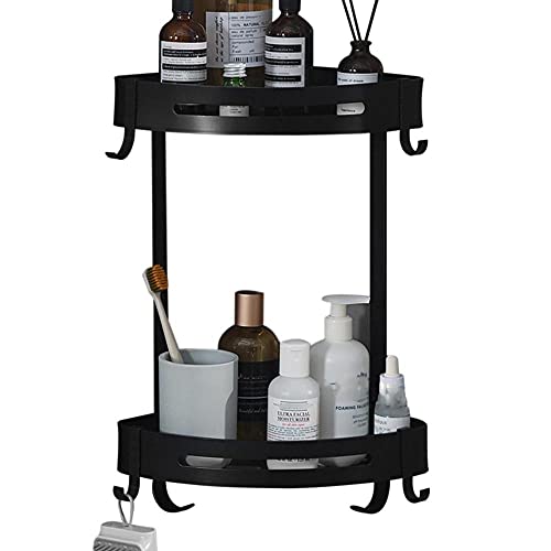 BTYKUYOO Duschregal, selbstklebendes Badregal, Schwarz, Duschorganizer, kein Bohren, doppelter Raum, Aluminium-Wandhalterung for Küche, WC-A(B) von BTYKUYOO