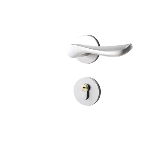 BTYKUYOO Innen Holz Türschloss Haushalt Stille Mechanische Griff Lock Zimmer Raum Aluminium Split Lock Nordic Schlafzimmer Türschloss(Sand White G Model) von BTYKUYOO